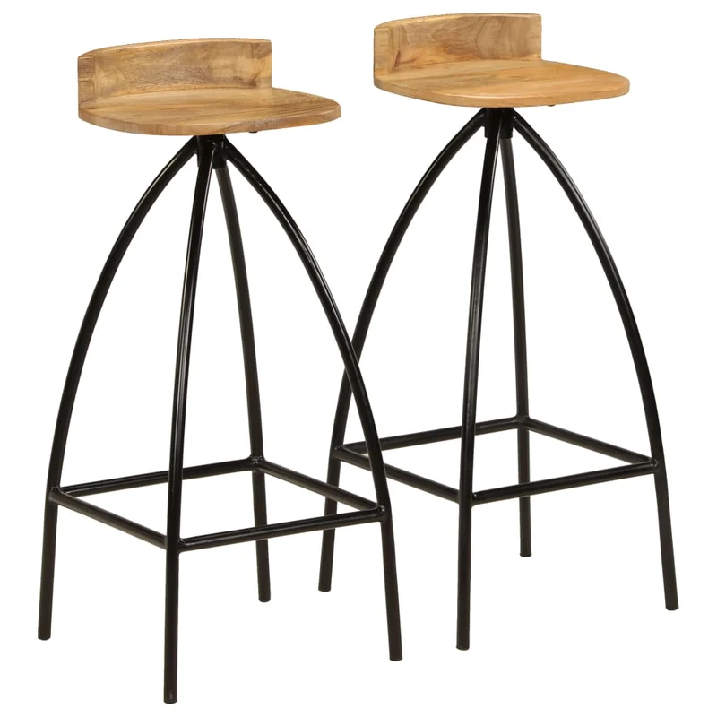 Lot de 2 Tabourets de Bar en Bois et Métal Industriel