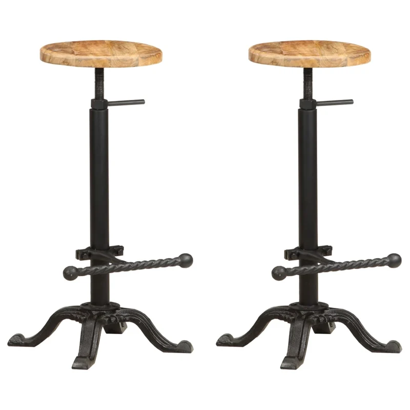 Lot de 2 Tabourets de Bar Industriel en Métal et Bois