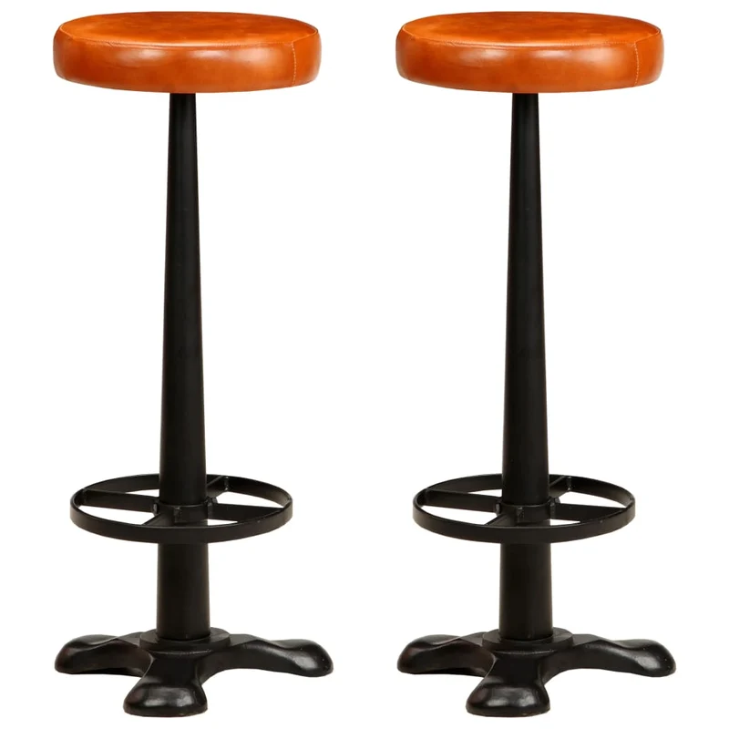 Lot de 2 Tabourets de Bar en Cuir avec 3 Pieds