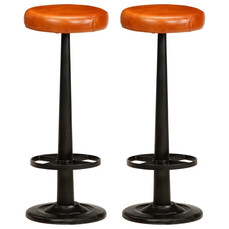 Lot de 2 Tabourets de Bar Industriel en Cuir