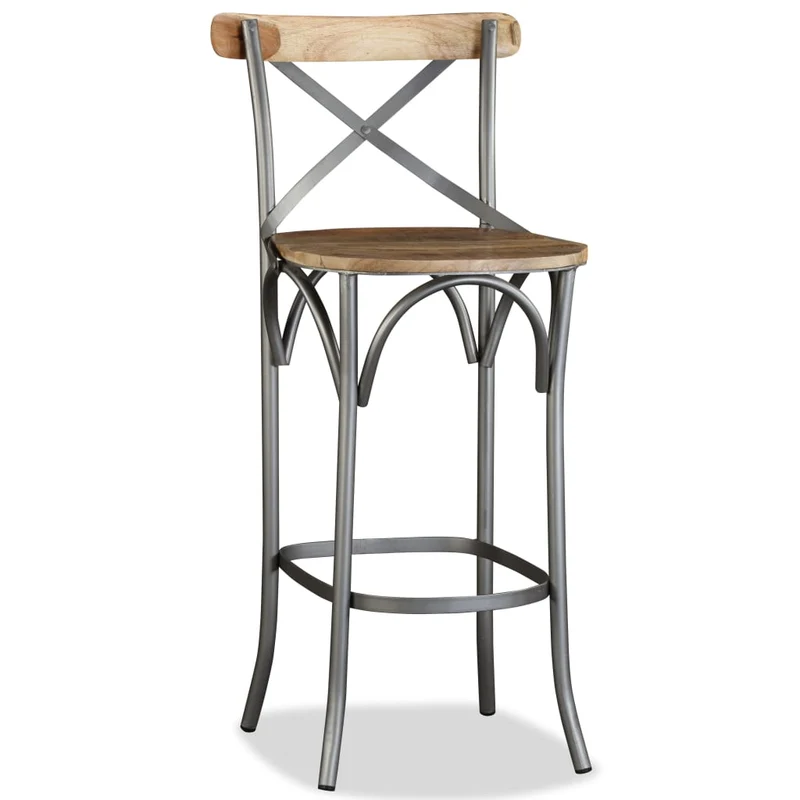 Tabouret Industriel Haut en Bois de Manguier Massif