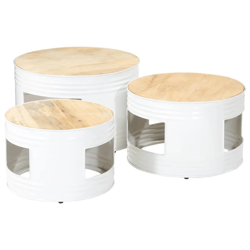 Table Basse Industrielle Style Fût en Métal