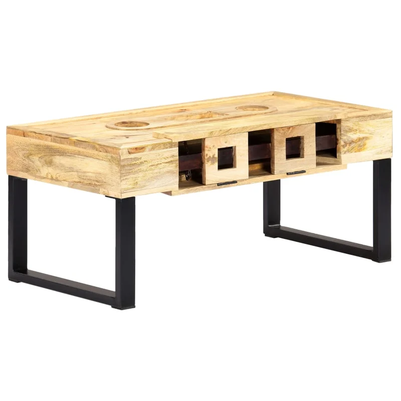 Table Basse en Bois et Métal Design Style Cassette