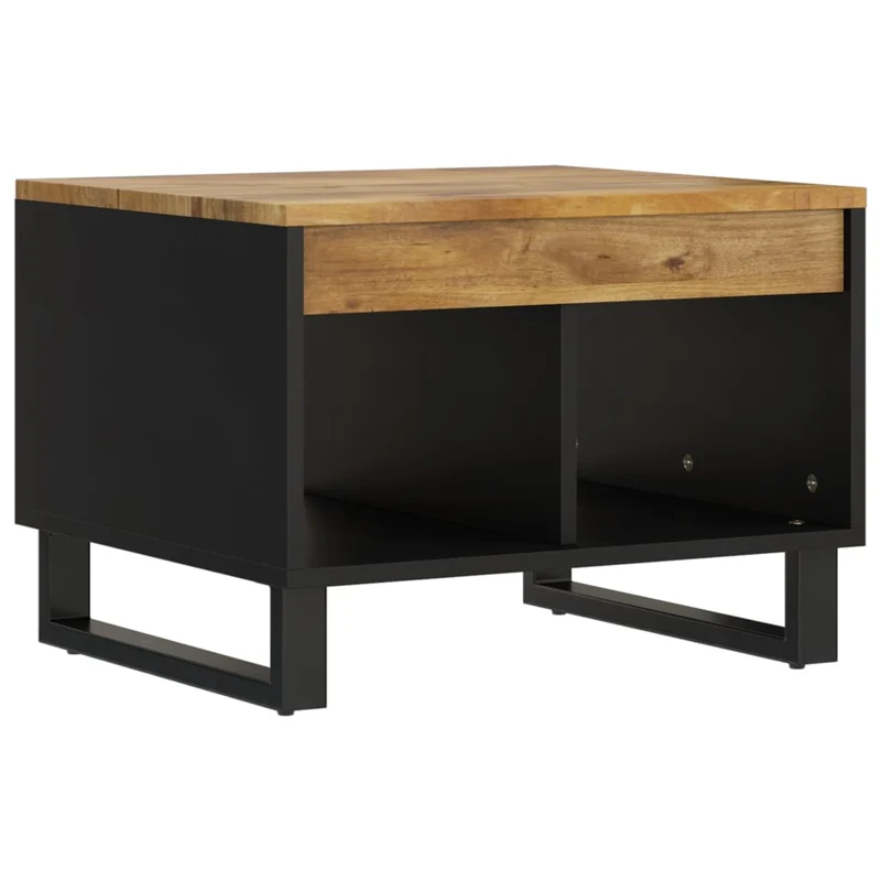 Table Basse avec Plateau en Bois et Pieds en Métal