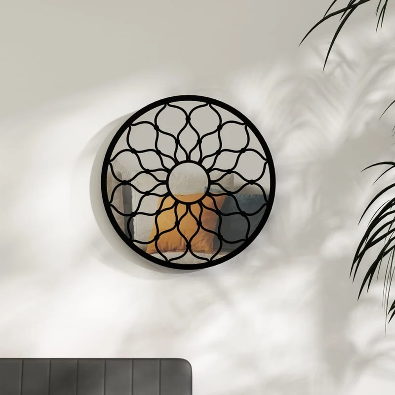 Miroir Rond en Métal Noir Industriel