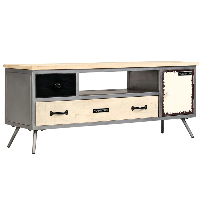 Meuble TV Industriel Moderne en Bois et Acier