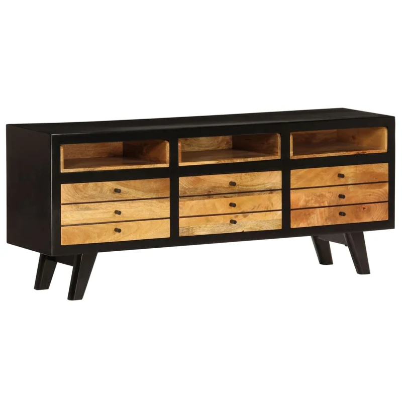 Meuble TV en Bois Massif et Noir Indus
