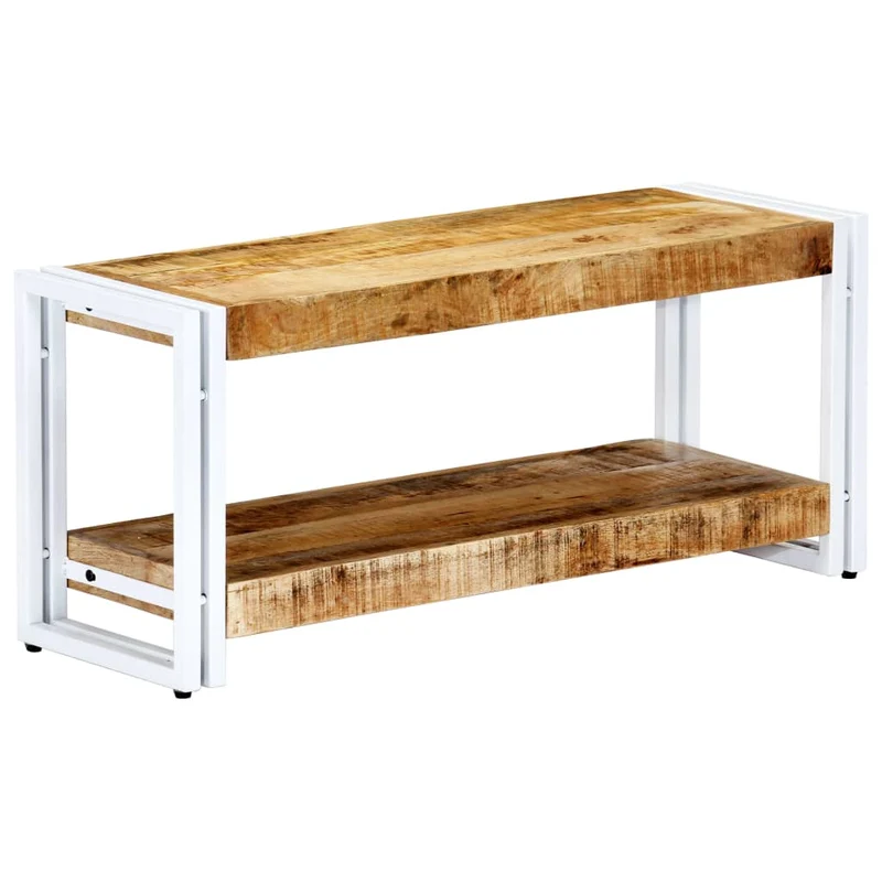 Meuble TV en Bois de Manguier et Blanc