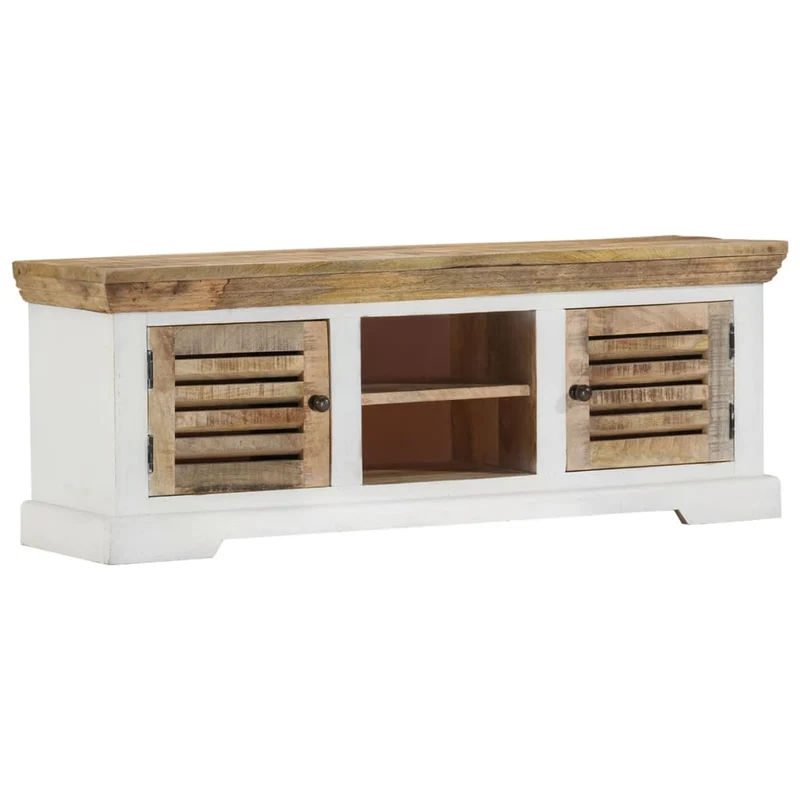 Meuble TV en Bois Massif avec Style Blanc