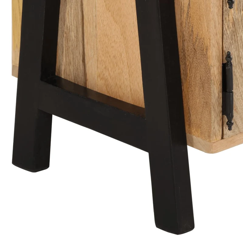 Meuble TV en Bois de Manguier et Pieds en Métal Noir