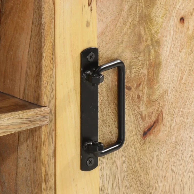 Meuble TV en Bois de Manguier et Pieds en Métal Noir