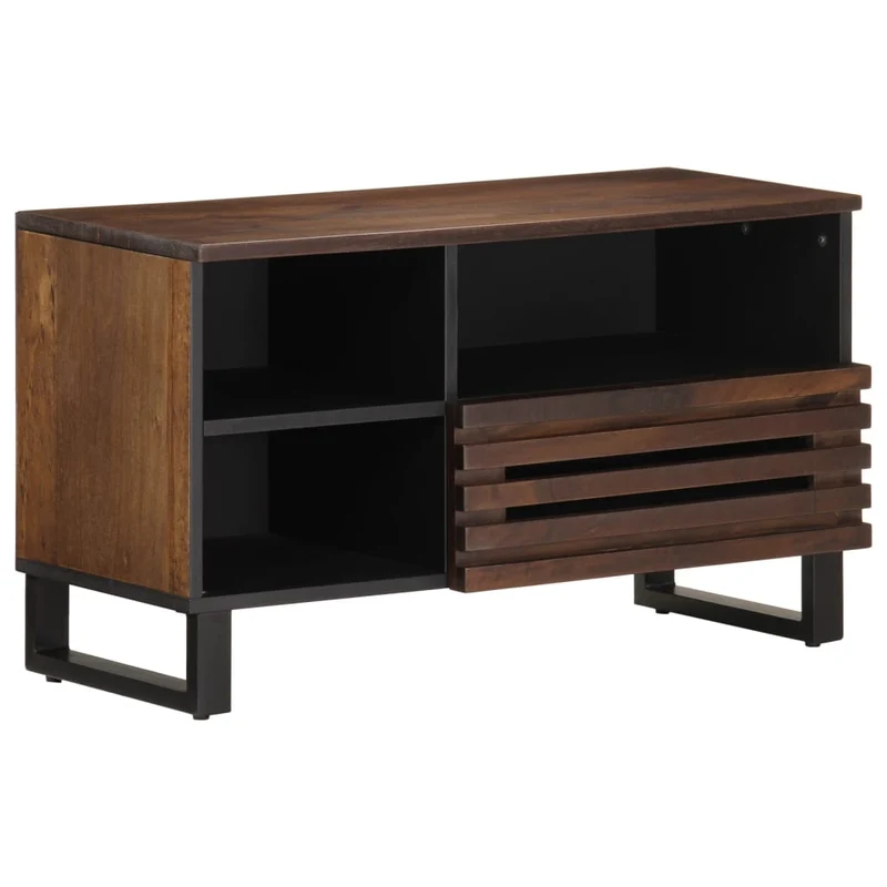Meuble TV Industriel en Bois Marron et Acier