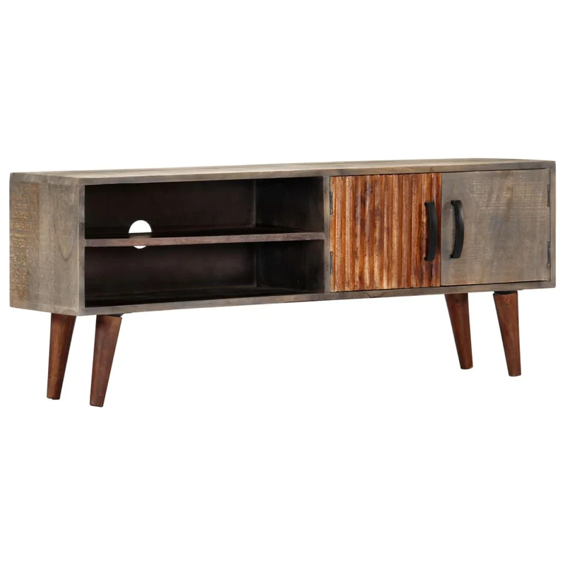 Meuble TV en Bois Gris de Manguier Brut