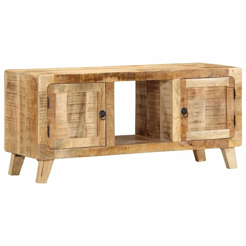 Meuble TV Industriel en Bois Naturel Clair