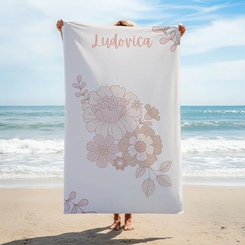 Serviette de plage personnalisée à fleurs rétro - Plusieurs tailles disponibles