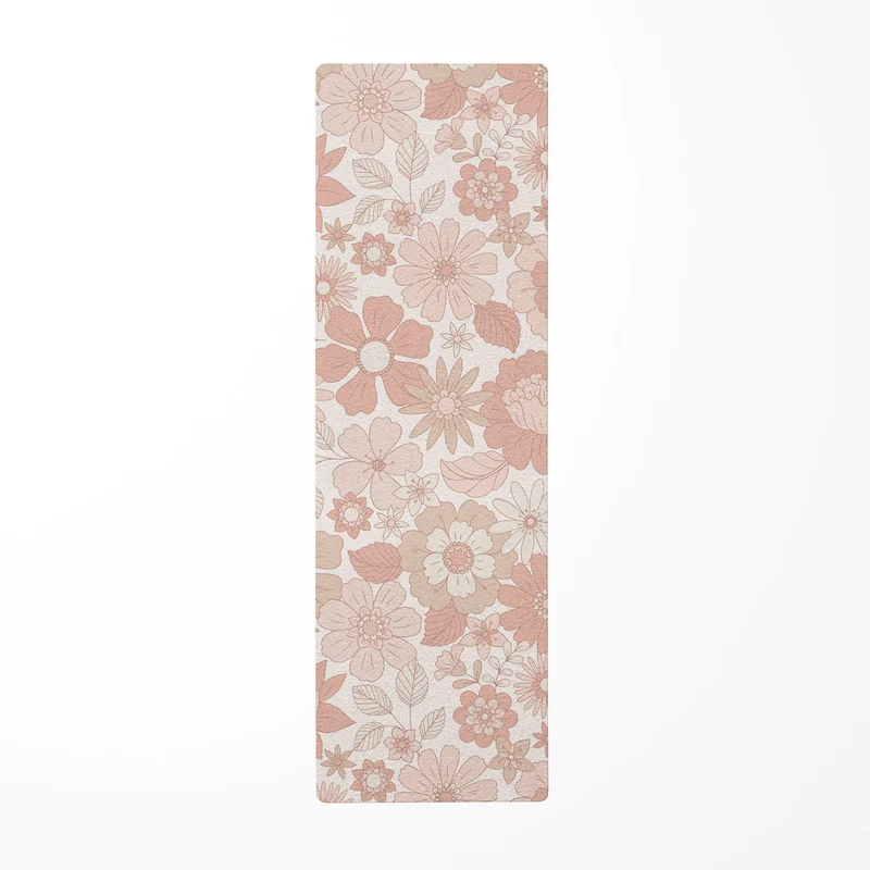 Tapis de chevet pour enfant à fleurs rétro