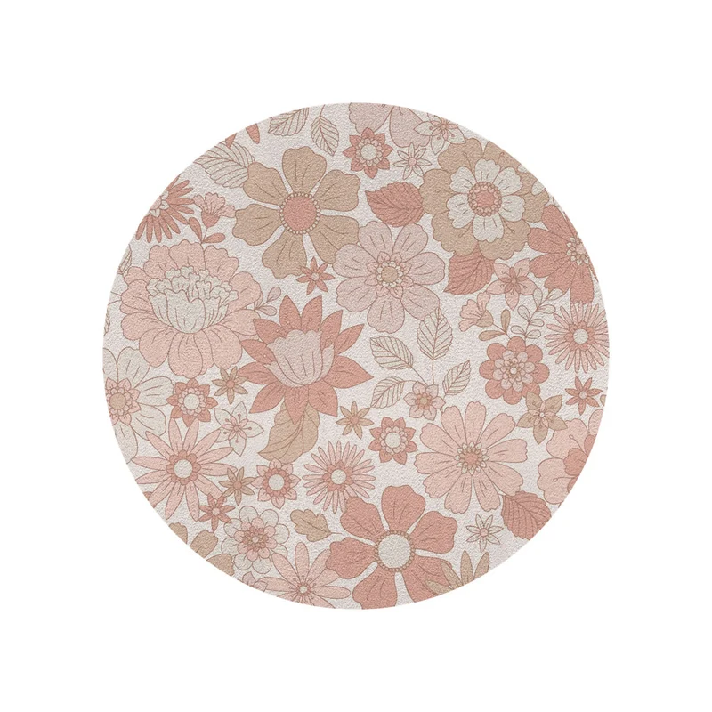 Tapis de jeu rond à fleurs rétro