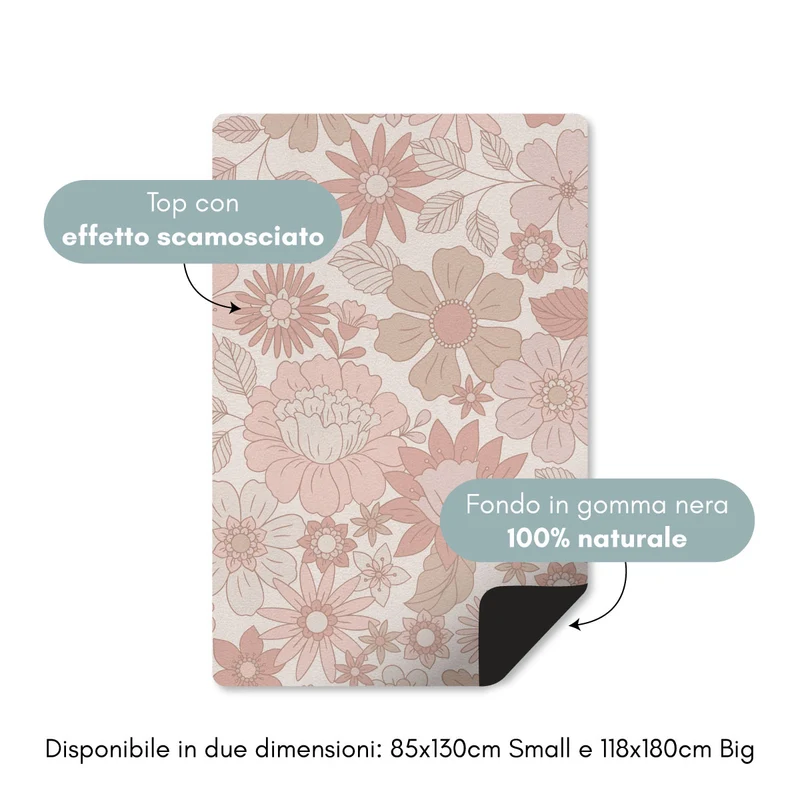 Tapis enfant à motif floral rétro - Plusieurs tailles disponibles