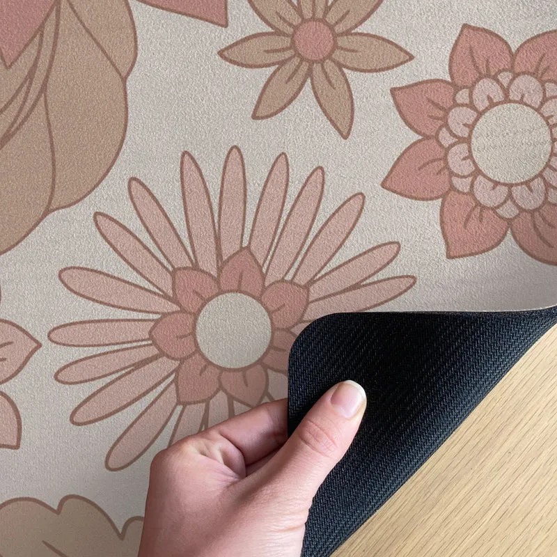Tapis enfant à motif floral rétro - Plusieurs tailles disponibles