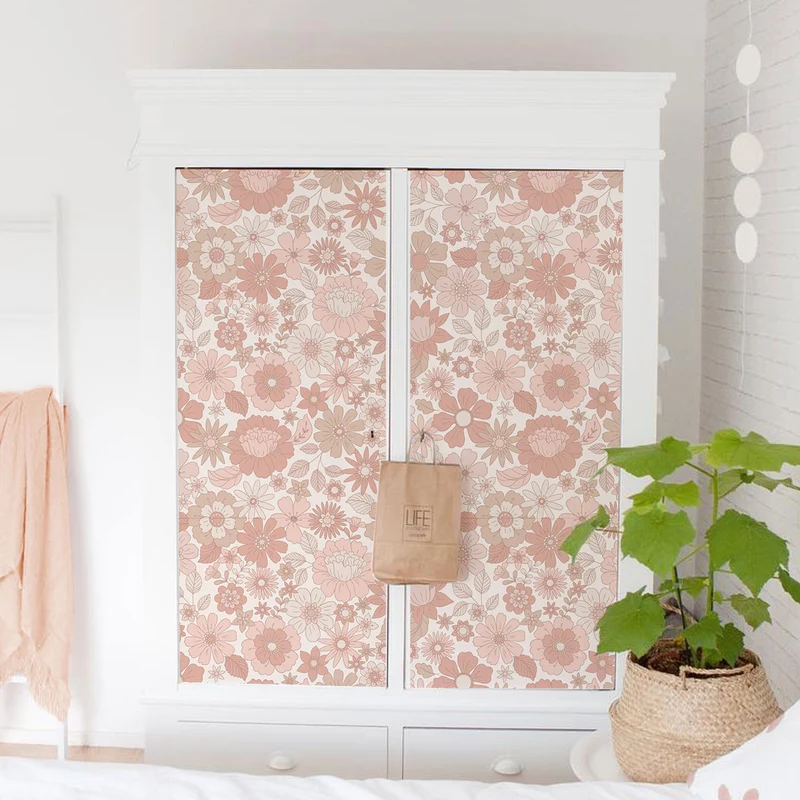 Papier autocollant pour meubles à fleurs rétro