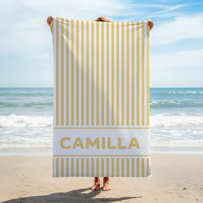 Serviette de plage personnalisée à fines rayures - Plusieurs tailles et couleurs disponibles