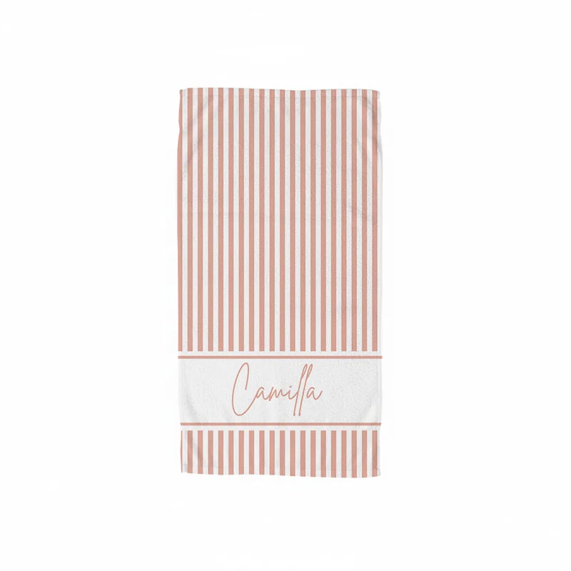 Serviette de plage personnalisée à fines rayures - Plusieurs tailles et couleurs disponibles