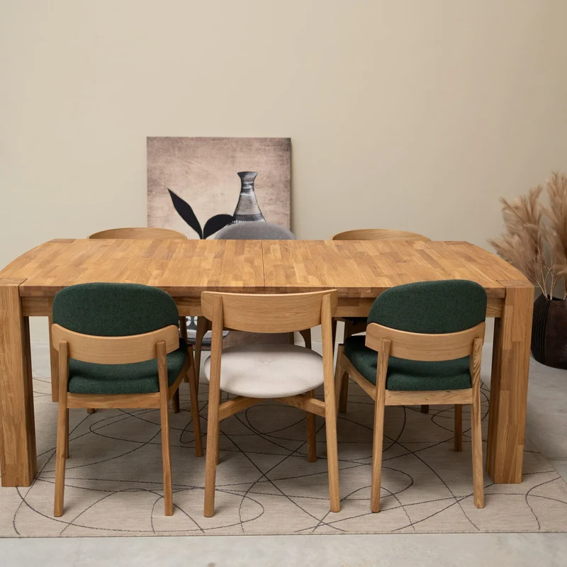 Table de salle à manger rectangulaire à rallonges en chêne BALDER, jusqu'à 5 m | NordicStory