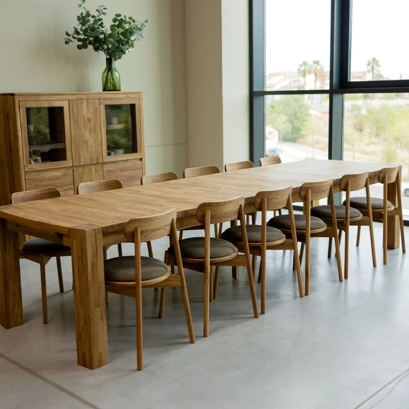 Table de salle à manger rectangulaire à rallonges en chêne BALDER, jusqu'à 5 m | NordicStory