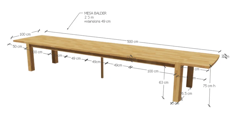 Table de salle à manger rectangulaire à rallonges en chêne BALDER, jusqu'à 5 m | NordicStory