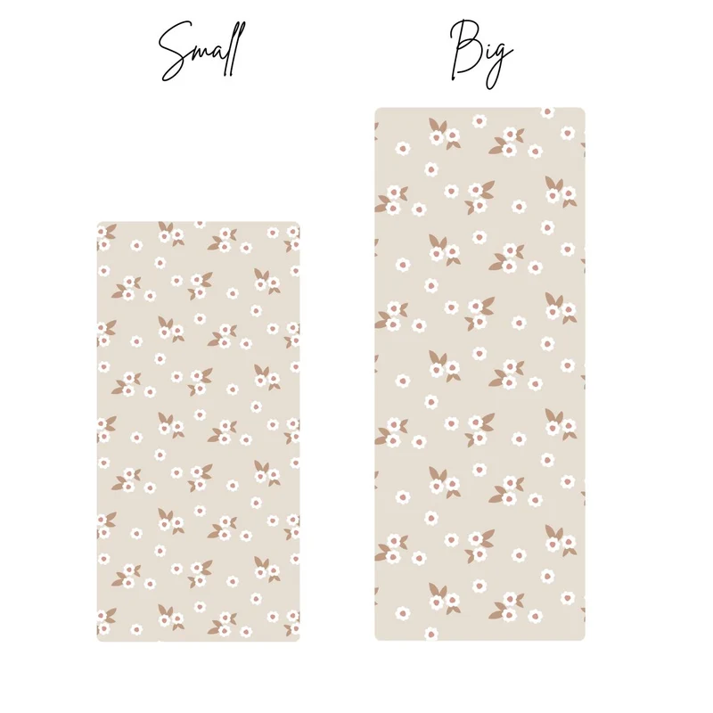 Tapis enfant beige à motifs floraux - Prénom personnalisable - Plusieurs tailles disponibles