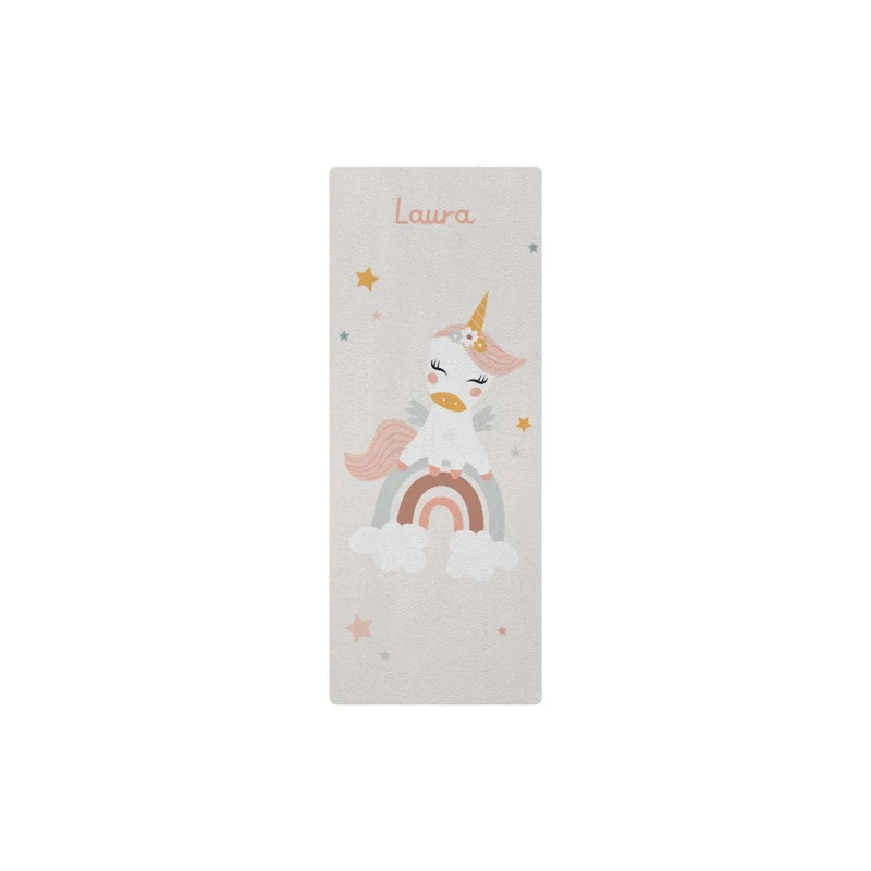 Tapis de chevet licorne pour enfant - Nom personnalisable - Plusieurs modèles et tailles disponibles