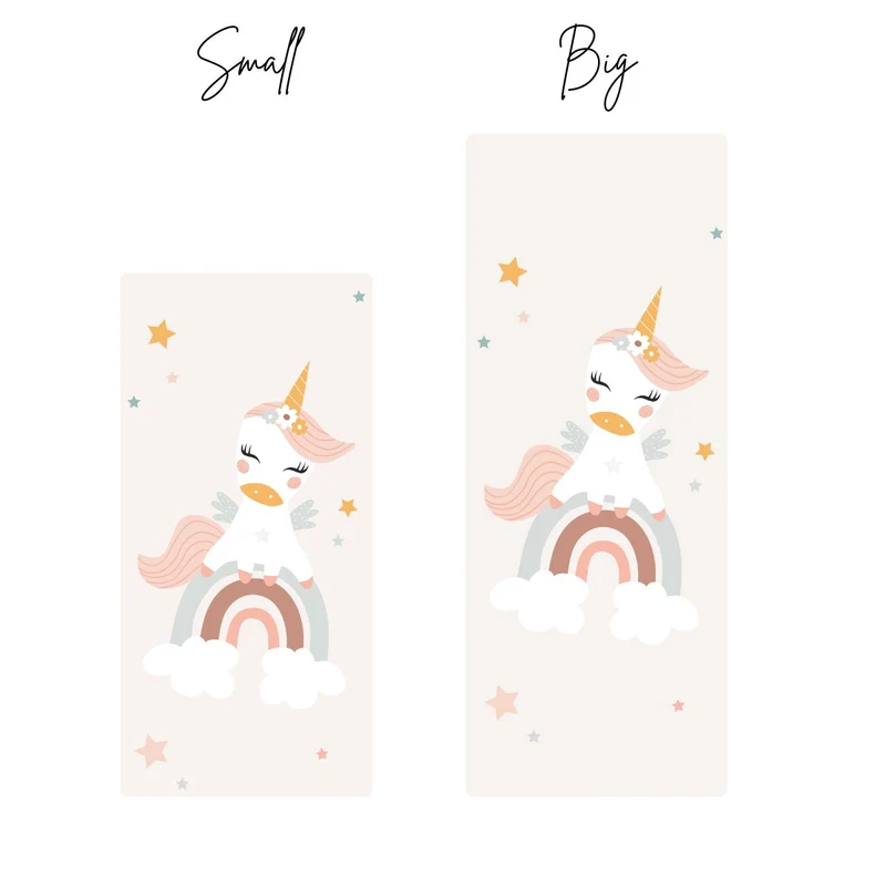 Tapis de chevet licorne pour enfant - Nom personnalisable - Plusieurs modèles et tailles disponibles