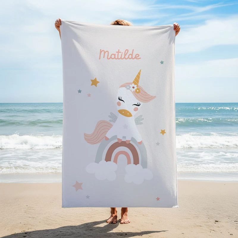 Serviette de plage licorne personnalisée pour filles - Plusieurs modèles disponibles