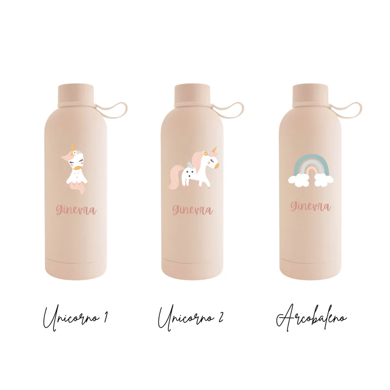 Gourde isotherme licorne personnalisée pour enfants 500 ml – Plusieurs modèles disponibles