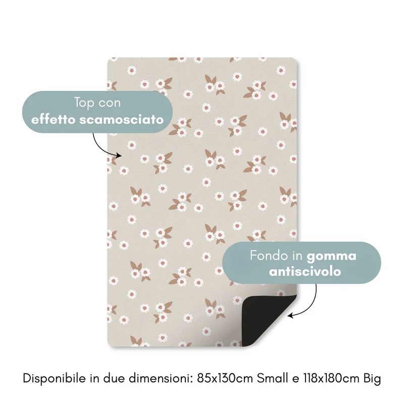 Tapis beige à motifs floraux pour chambre de fille - Plusieurs tailles disponibles