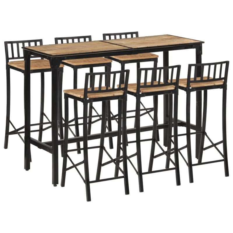 Table de Bar en Bois et Métal 6 Personnes