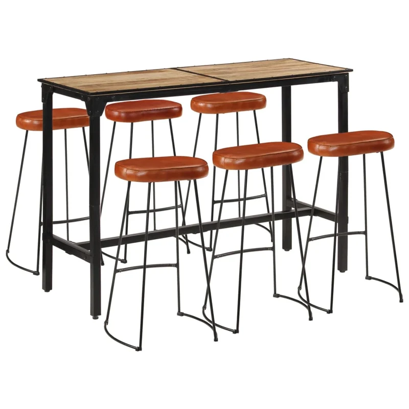 Ensemble Table de Bar en Bois de Manguier et Métal
