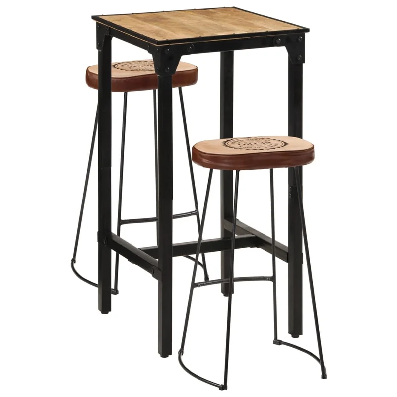 Ensemble Table de Bar Industriel avec 2 Tabourets