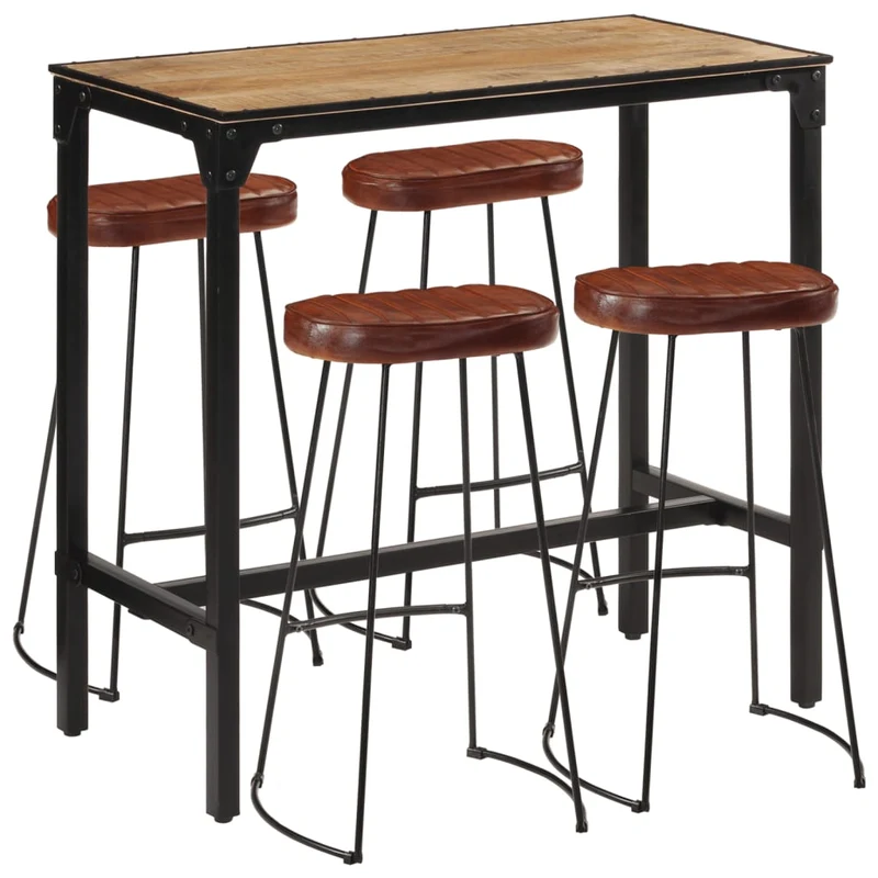 Table de Bar Rectangulaire en Bois de Manguier et Métal