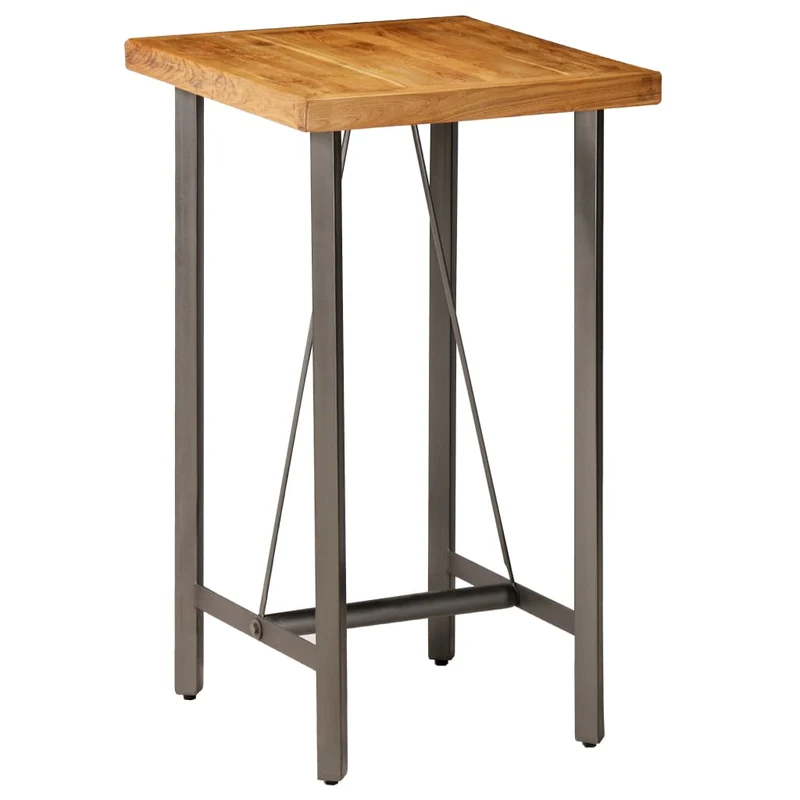 Table de Bar Haute Cuisine en Teck et Acier