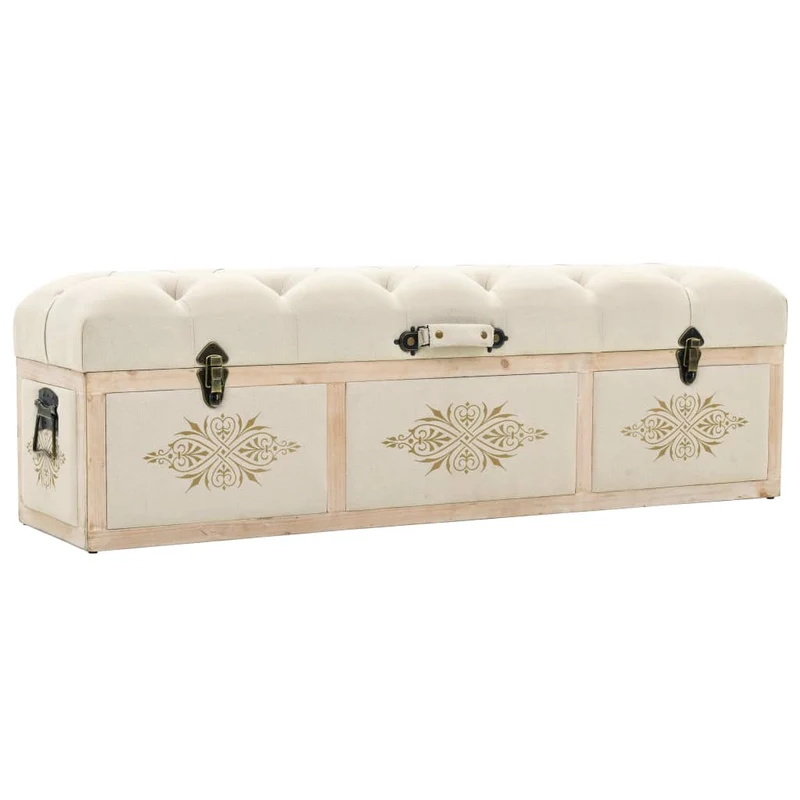 Banc de Rangement en Bois Blanc Crème