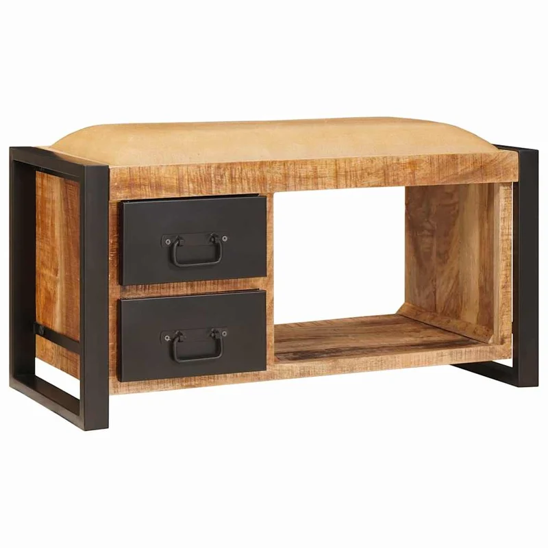 Banc Déco Industrielle en Bois de Manguier Massif