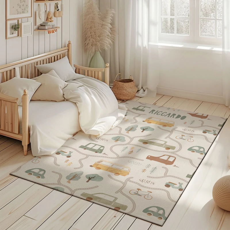 Tapis de jeu Roadtrip Car Track - Plusieurs tailles disponibles - Nom personnalisable