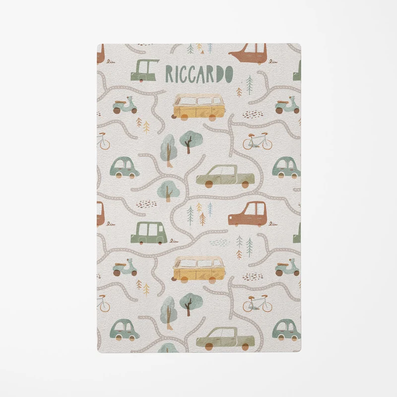 Tapis de jeu Roadtrip Car Track - Plusieurs tailles disponibles - Nom personnalisable