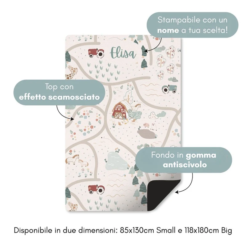 Tapis de jeu Happy Farm - Plusieurs tailles disponibles - Nom personnalisable