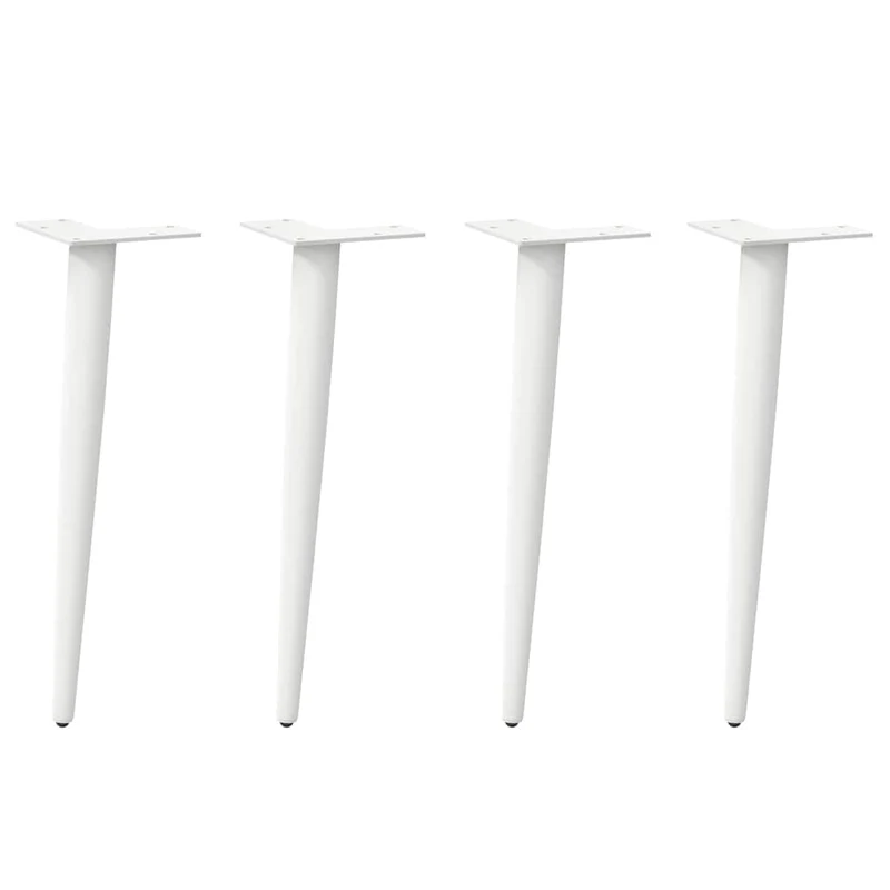 Pieds De Table Console Coniques 4 Pièces Acier Blanc