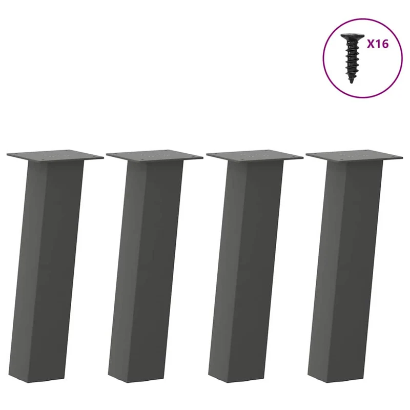 Pieds De Table Console 4 Pièces 72 Cm Acier Anthracite