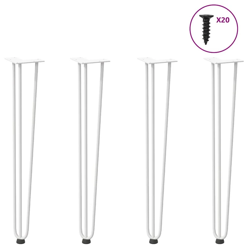 Pieds En Épingle À Cheveux Pour Consoles, Lot De 4, , , Acier Massif Blanc