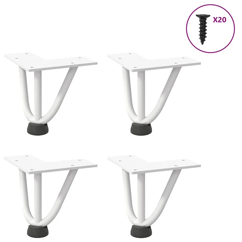 Pieds En Épingle À Cheveux Pour Consoles, Lot De 4, , , Acier Massif Blanc