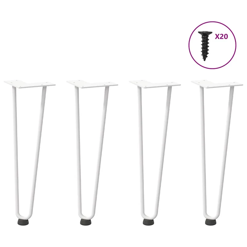 Pieds En Épingle À Cheveux Pour Consoles, Lot De 4, , , Acier Massif Blanc